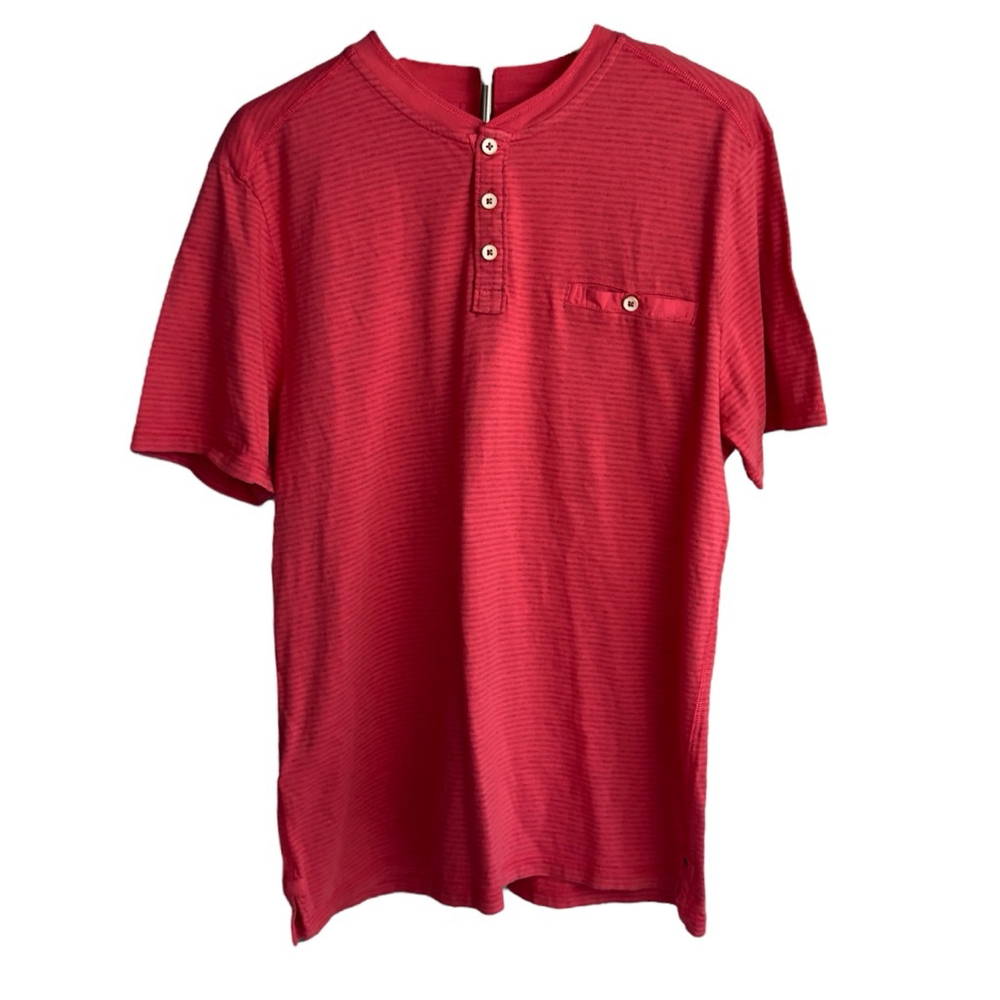 Tommy Bahama Mens‎ Medium Schooner Stripe Henley Short Sleeve T-Shirt Red NWT
